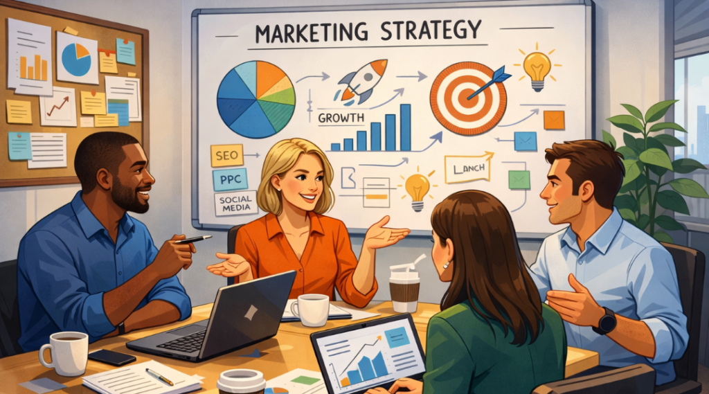 Digital marketing agency planning strategy for business growth