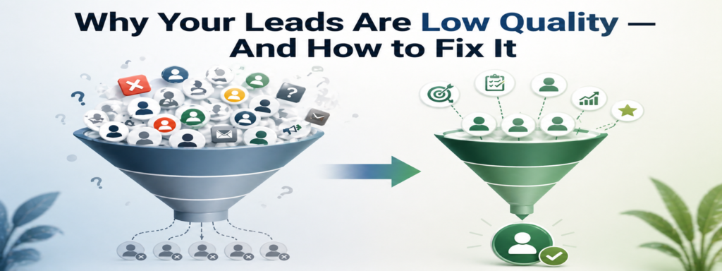 low quality leads comparison showing mismatched leads versus targeted high quality leads in marketing funnel