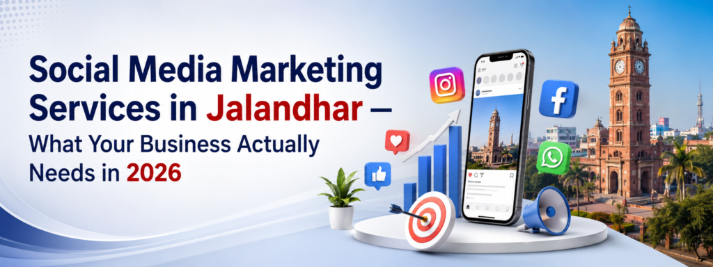 Social media marketing Jalandhar campaign strategy showing Instagram, Facebook, WhatsApp marketing and business growth for local businesses in Jalandhar
