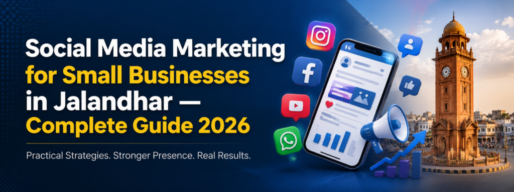 Social Media Marketing Jalandhar guide for small businesses featuring social media platforms, digital marketing growth, and local business promotion in Jalandhar.