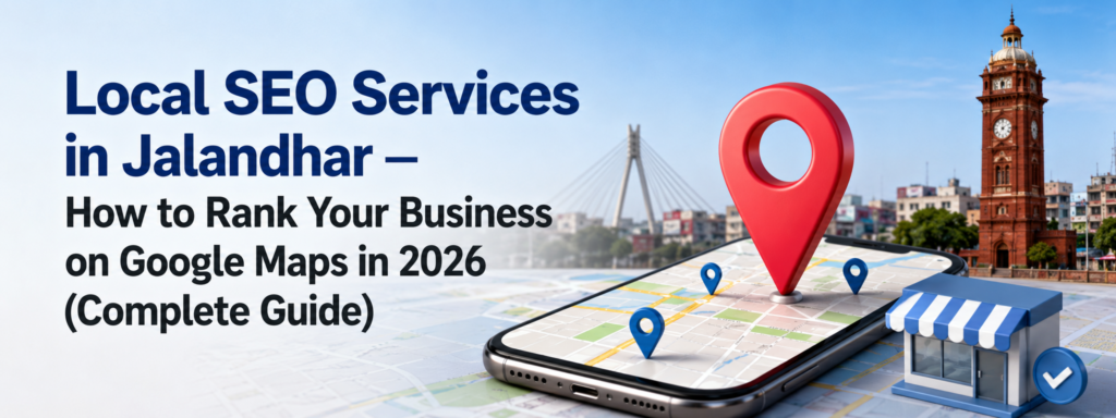local SEO company Jalandhar guide showing Google Maps optimisation, business location pin, and local search ranking strategy for 2026.